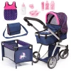 Bayer Design Kombi-Puppenwagen Mega Set, Blau Mit Herzen Und Einhorn -Kinderwagen Shop bayer design kombi puppenwagen mega set blau mit herzen und einhorn a295797