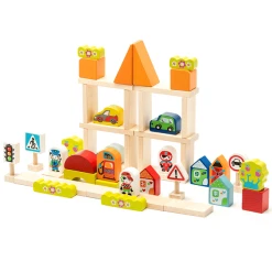 CUBIKA TOYS Cubika Baukasten Aus Holzklötzchen "Stadt Für Jungs", 55-tlg.