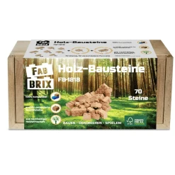OPEN BRICKS FabBrix Holz-Klemmbausteine MASTER WOODEN BOX 70 Teile