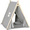 HOMCOM Kinder Tipi Zelt Mit Kissen, Bodenmatte Und Aufbewahrungstasche Grau