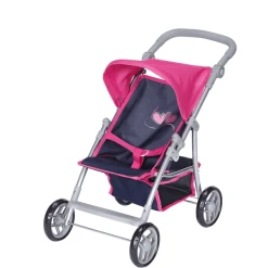 Knorr Toys® Puppenbuggy Liba - "flying Hearts Blue Pink" Blau