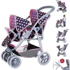 Knorr Toys® Zwillingspuppenwagen Milo - "Pink Hearts" Blau -Kinderwagen Shop knorr toys zwillingspuppenwagen milo pink hearts blau a384927