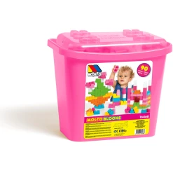 MOLTO Baustein Activity Box Mit 90 Steinen Pink